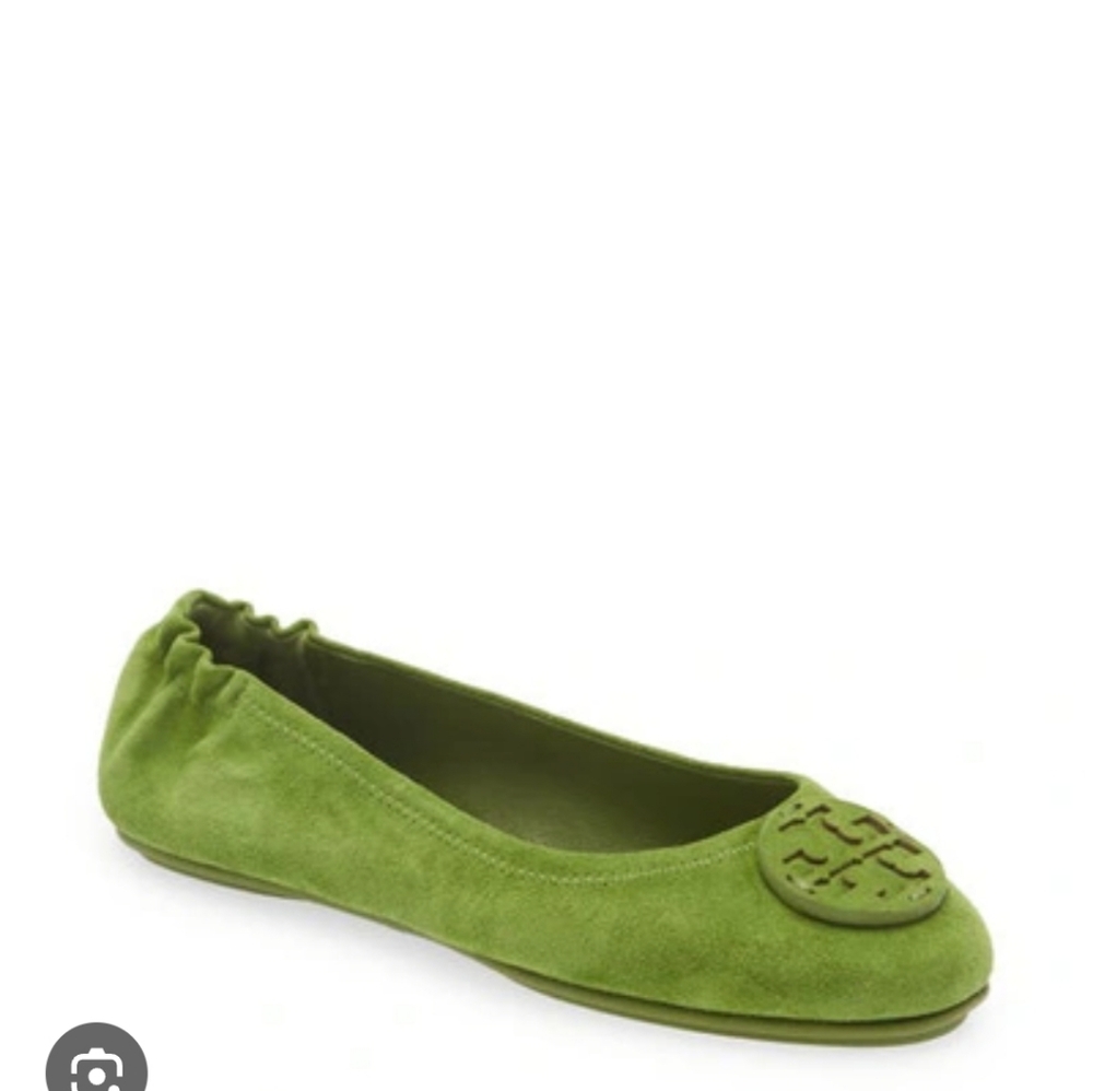 Tory Burch Minnie Travel Ballet Flats Suede In Shiso 7.5